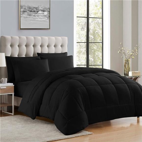 Down Alternative Comforter Warmth Luxurious Plush Loft Microfiber Fill Duvet - Picture 1 of 4